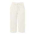 thumbnail image 4 of Hpapadks Womens Pants Fashion Solid Straight Leg Casual High Waist Sports Loose Bermuda Pant Womens Slacks Beige L, 4 of 5