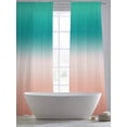 thumbnail image 4 of Teal Pink Ombre Sheer Curtains 96 Inch Length 2 Panels Set, Modern Gradient Abstract Art Voile Window Treatment Semi Sheer Long Curtains Drapes for Bedroom/Living Room/Kitchen 52"x96"x2, 4 of 7