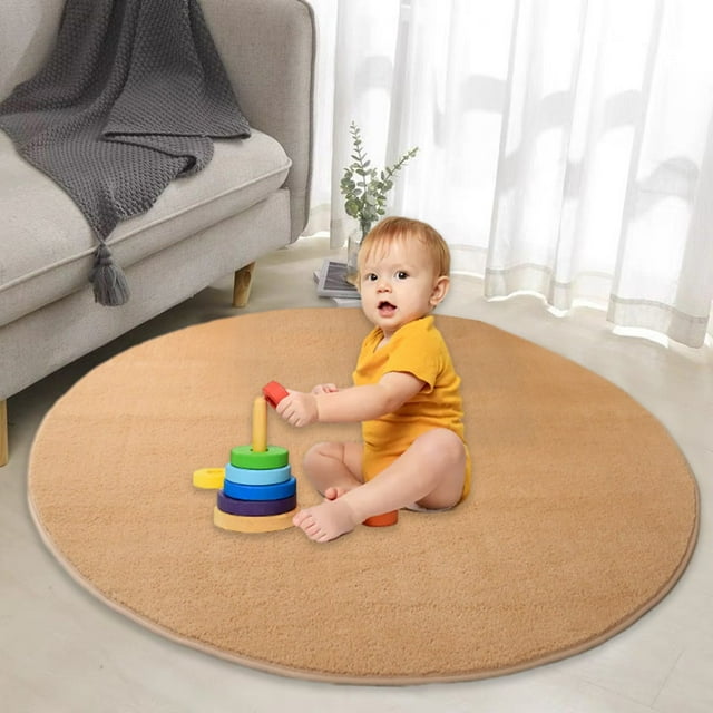 Vixolx Round Rug for Bedroom 39in, Circle Rug for Living Room Super Soft Thicken Memory Foam Circular Rug, Non-Slip Indoor Area Rug for Modern Home Decor, Round Carpet for Room