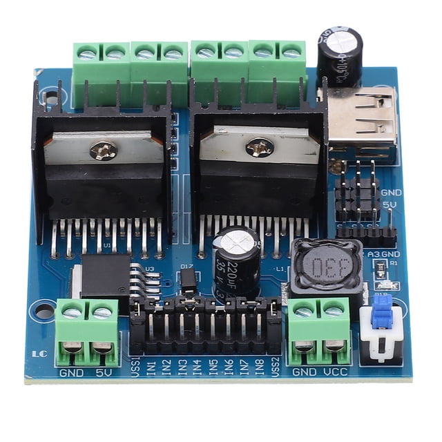 Carte de Pilote Module de Pilote Moteur Module de Pilote de Voiture Carte de Pilote Intelligente L298N Module de Pilote 4 Canaux Carte de Conduite Moteur Auto Intelligent Composant Électronique