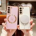 thumbnail image 3 of Compatible with Magsafe Case for Samsung Galaxy S21,Heart Pattern Electroplated Design Soft TPU Shockproof Protective Full Camera Lens Protection Magnetic Case for Samsung Galaxy S21-White, 3 of 13