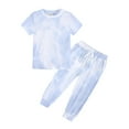 thumbnail image 3 of MHZLDYZ Clearance Clothes for Kids Kids Toddler Boy Girls Clothes Sports Casual Tie Dye Prints Short Sleeves T Shirt Elastic Waist Pants Set Outfit Size 8 Girls Clothes (Gray,130), 3 of 6