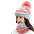 thumbnail image 2 of ZSQDM Winter Solid Color Wool Hat Thickened Warm Ear Cold Knitted Hat Glove Scarf Three Piece Set beanie Cowgirl Hat Bomber Hats Caps for Men, 2 of 4