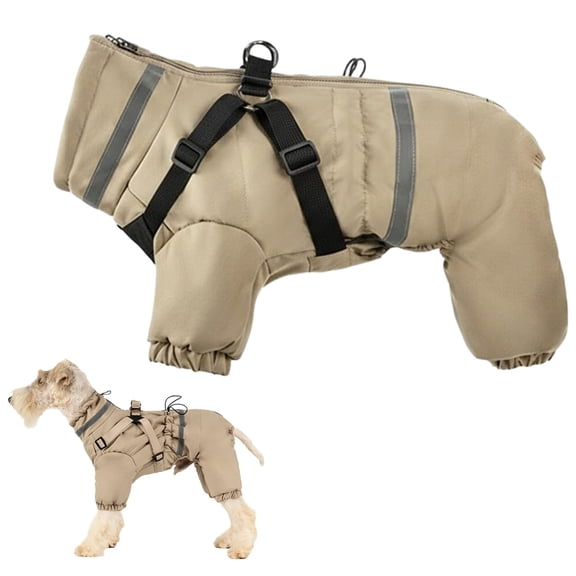 4 legs dog Winter Coat, Full Body Warm Dog Jacket with Built-in Harness, Windproof Reflective Warm Vest with Turtleneck for All Breed Sizes, Yin-09