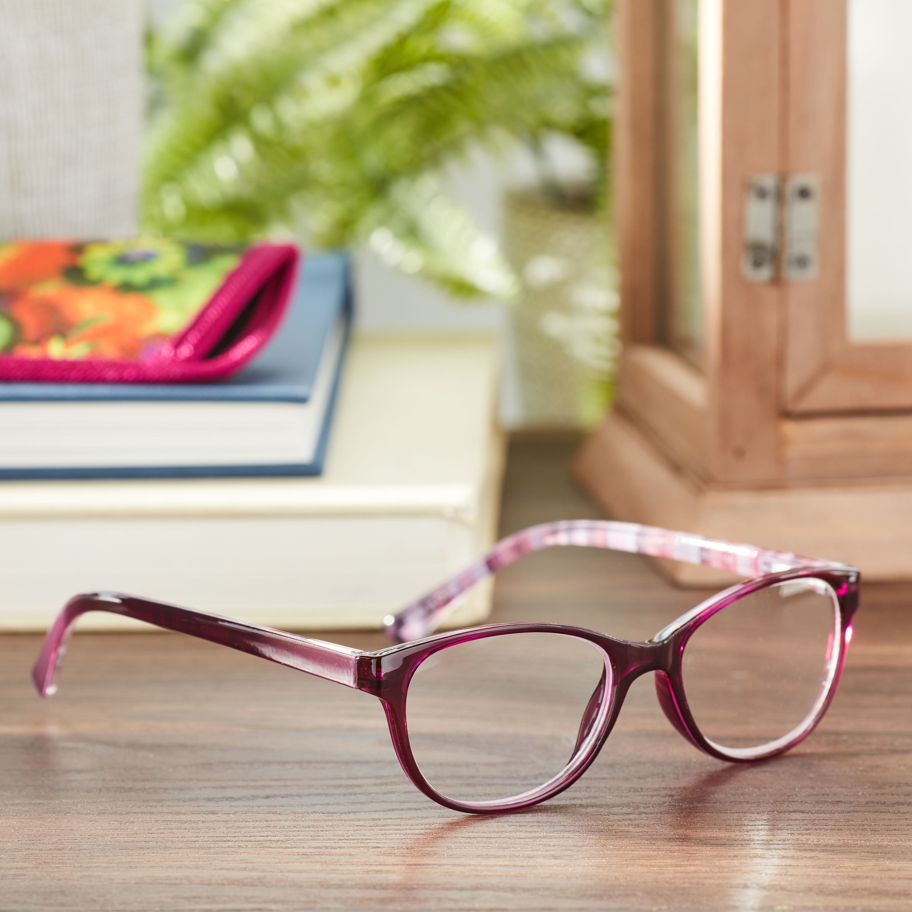 (2 pack) Equate Women's Heather Oval Reading Glasses with Case, Purple, +1.75