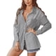 thumbnail image 2 of Camisa informal para mujer, blusa de manga larga con solapa y rayas para mujer, valor excepcional, 2 of 7
