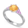 thumbnail image 2 of 2.15 Carat Shiny Round Cut Citrine & Pink Sapphire Gemstone Engagement Ring for Women 18K White Gold Size 4.5 by Diamond-Capitals, 2 of 7