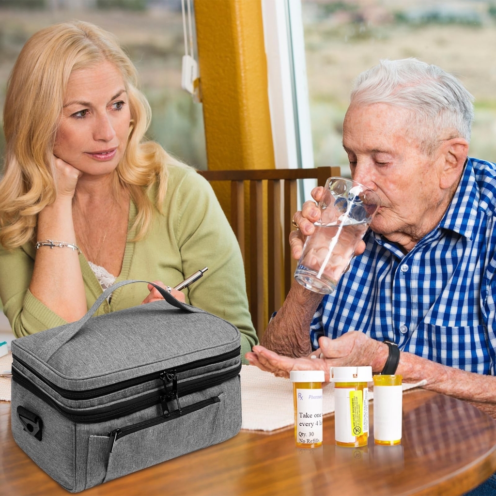 Pills Bottle Organiser Bag With Label Window And Temperature Controlled Base