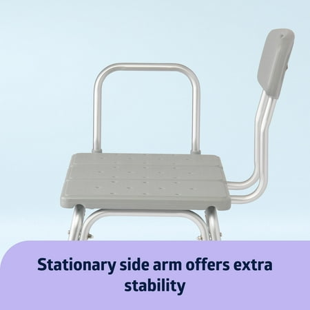 Medline Transfer Bench for Bathtubs and Showers, Slip-Resistant, 400 lb. Weight Capacity, Gray