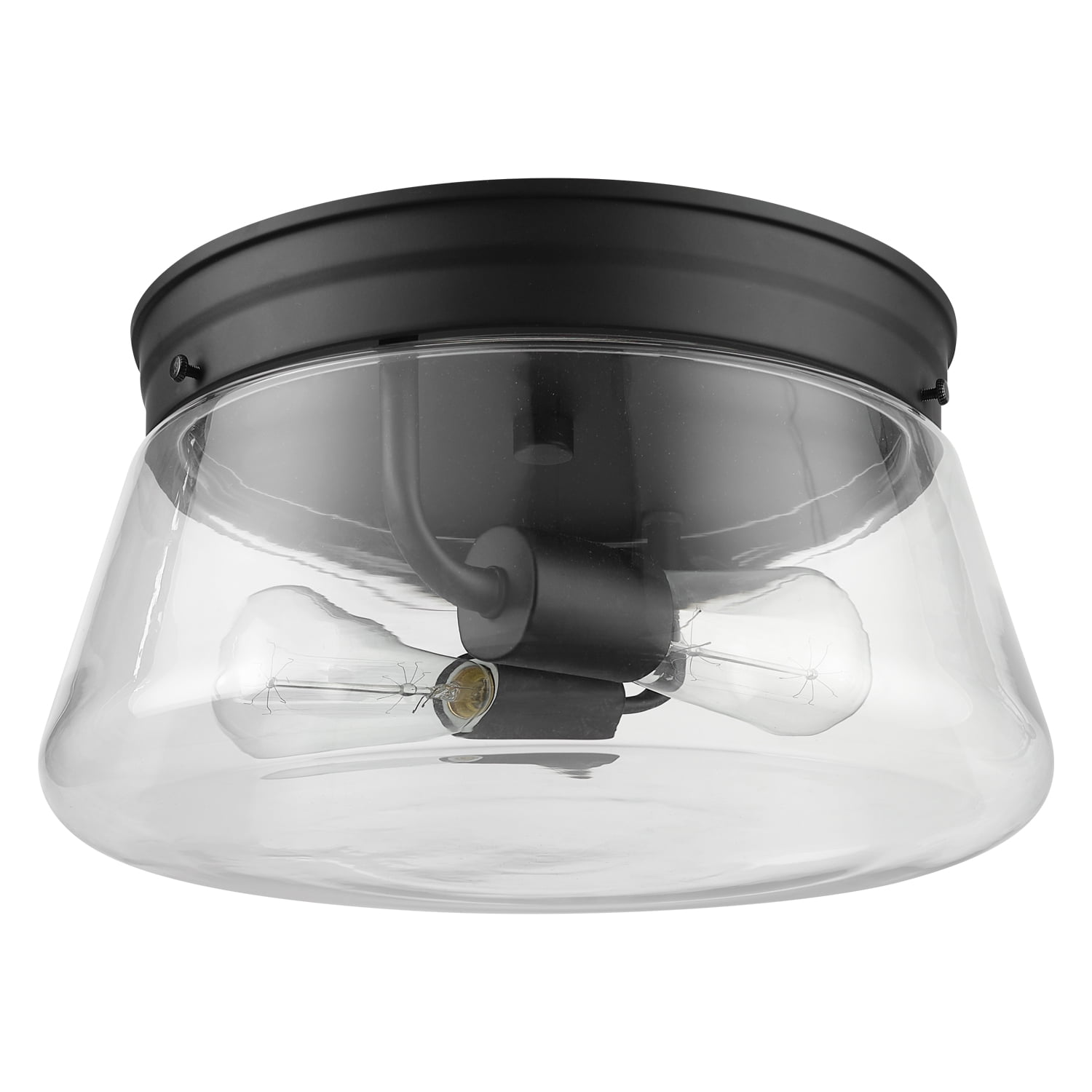 Globe Electric Aleyna 2-Light Matte Black Outdoor Flush Mount Ceiling Light with Clear Glass Shade, 44777