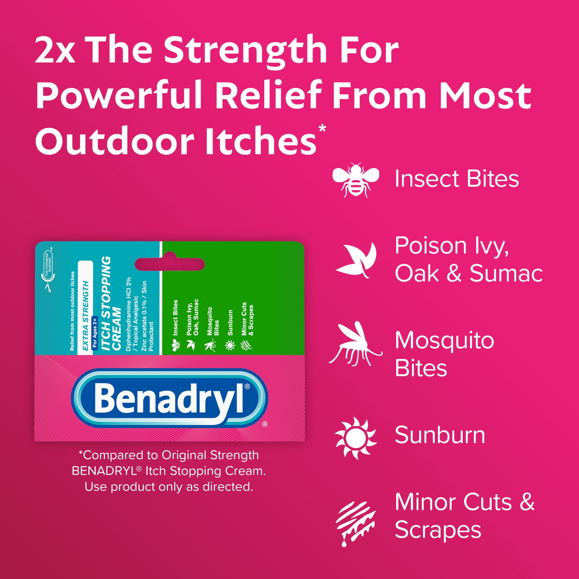 (3 pack) Benadryl Extra Strength Itch Relief Cream, Topical Analgesic, 1 oz