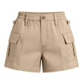 thumbnail image 4 of uublik Womens Shorts Cargo Summer Comfy Elastic Waist Drawstring Casual Shorts with Pockets, Khaki, 4 of 5