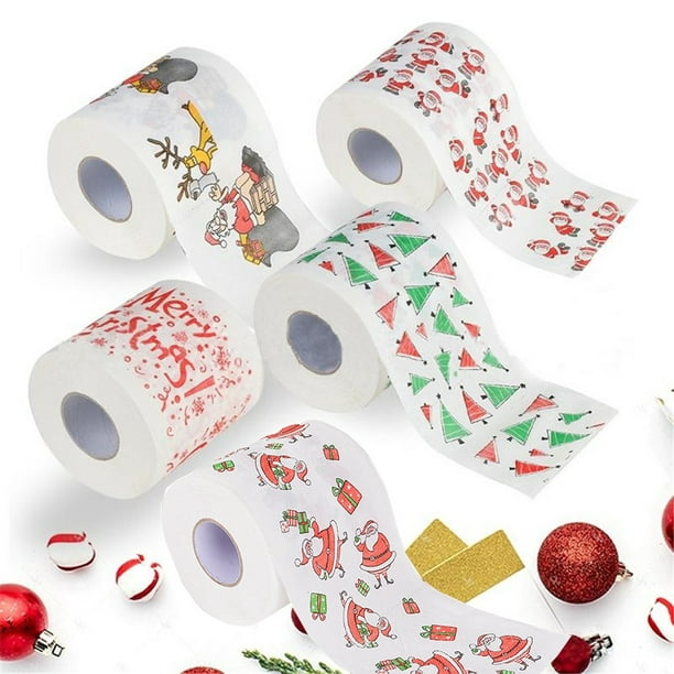 Mefallensiah Noël Motif Couleur Papier toilette Père Noël Sapin Imprimé  Tissu 