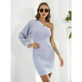 thumbnail image 3 of KRE Prime Women One-Shoulder Mini Sweater Dress, 3 of 15