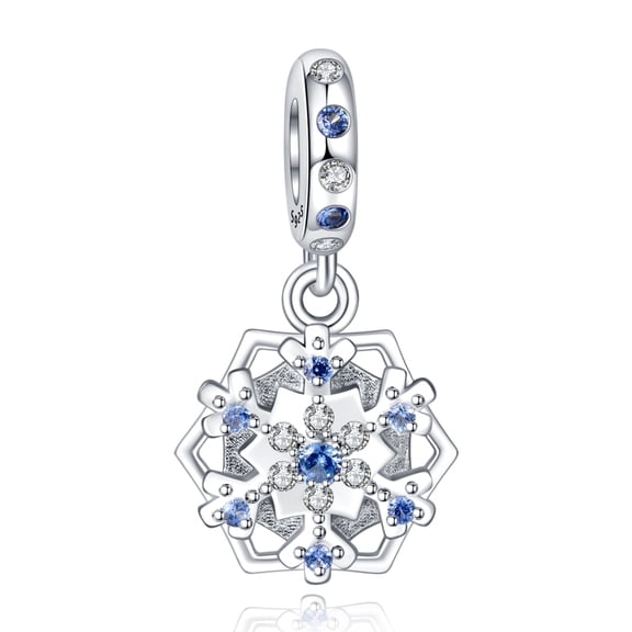 925 Sterling Silver Charm for Women Bracelets Necklace Snowflake Sapphire Pendant Charm Women Bracelet Charm