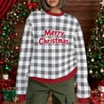 thumbnail image 6 of Womens Christmas Plaid Sweatshirts Long Sleeve Ugly Xmas Pullover Sweatshirt Crewneck Letter Graphic Tops, L Gray, 6 of 7