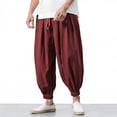 thumbnail image 2 of hlysgo Mens Baggy Loose Pants Parachute Big and Tall Wide Leg Pant Y2K Streetwear Hip Trousers with Pockets Red,5xL, 2 of 5