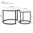 thumbnail image 5 of Set of 2 Coffee Table Nesting White Top Black Frame Circular Round and Marble Pattern Wooden Tables, Living Room Bedroom Apartment Modern Industrial Simple Nightstand, 5 of 10
