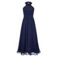 thumbnail image 4 of Alvivi Kids Halter Neck Flower Girl Dresses Junior Bridesmaid Wedding Party Chiffon Maxi Long Gown Navy Blue 14, 4 of 7