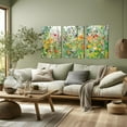 thumbnail image 4 of Boho Floral Canvas Wall Art Set of 3, Sage Green Wildflower Botanical Wall Decor Painting, Minimalist Watercolor Flowers Posters Prints for Bedroom Bathroom Living Room 16x24 In Framed, 4 of 5