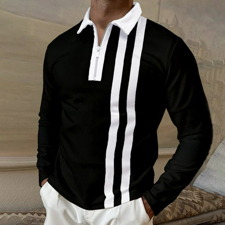 adviicd Cooling Shirts for Men Men's Long Short Sleeve Polo Shirts Quarter  Casual Slim Fit Neck Basic Designed Cotton Shirts 