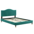 thumbnail image 3 of Modway Juniper Channel Tufted Performance Velvet King Platform Bed in Teal, 3 of 10