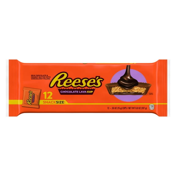 Reese's Chocolate Lava Milk Chocolate Snack Size Peanut Butter Cups Candy, Packs .55 oz, 12 Count