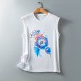 thumbnail image 5 of Camiseta holgada sin mangas con cuello redondo y estampado de flores informales de verano para mujer Pompotops lopia994240, 5 of 5