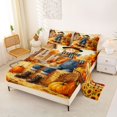 thumbnail image 2 of Manfei Watercolor Fall Scarecrow Queen Sheets for Kids, Orange Autumn Pumpkin Farm Queen Sheet Sets, 4 Pieces, 1 Flat Sheet, 1 Fitted Sheet and 2 Pillowcases, 2 of 6