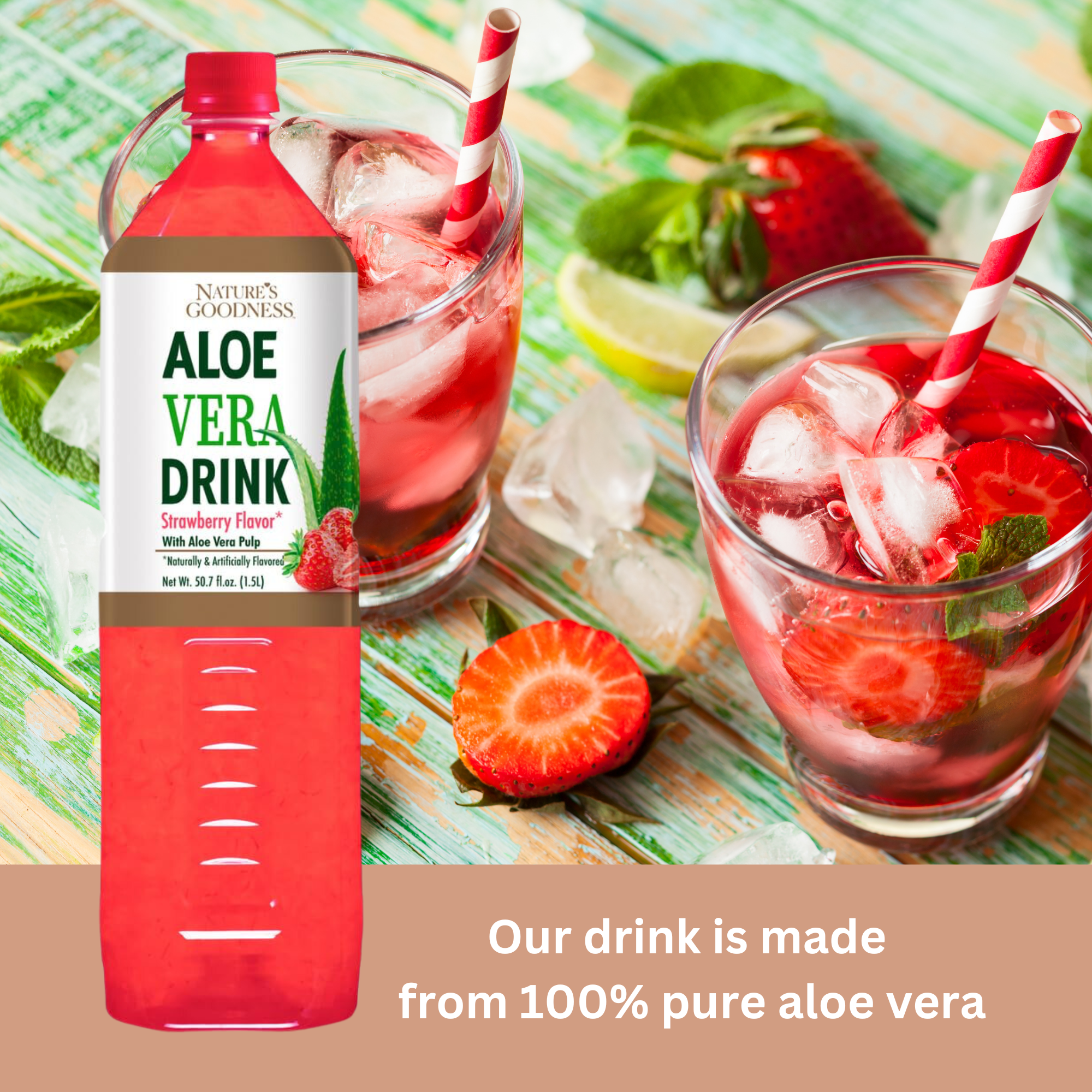 Nature's Goodness Aloe Vera Drink with Pulp Strawberry Flavor