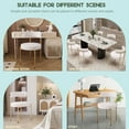 thumbnail image 5 of Desk Chair No Wheels Vanity Chair Comfy Accent Chair for Living Dining Room Bedroom Home Office Mid Century Modern Upholstered Armless Chair with Metal Legs (Gold Frame+White, 1), 5 of 7