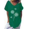 thumbnail image 1 of Pompotops Mode T-shirt à Manches Courtes Imprimé Col Rond Ample pour Femmes, 1 of 6