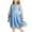 Blue, variant on Daddy Daughter Dance Dresses Size 10-12 Solid Color Contrast Mesh Puff Long Sleeve Neck Formal Party A Line Casual Dress (Tweens, Blue, 15-16 Years)