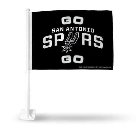 San Antonio Basketball Go Spurs Go 14x19 Double Sided Window Mount Car Flag