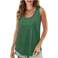 thumbnail image 2 of Womens Tank Tops Plus Size Sleeveless Round Neck Solid Color Camisole Army Green XL, 2 of 6