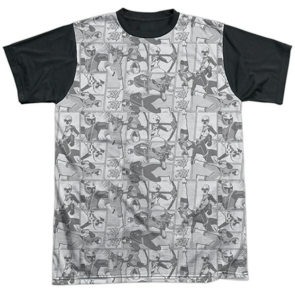 Power Rangers - Helmets - Short Sleeve Black Back Shirt - XX-Large