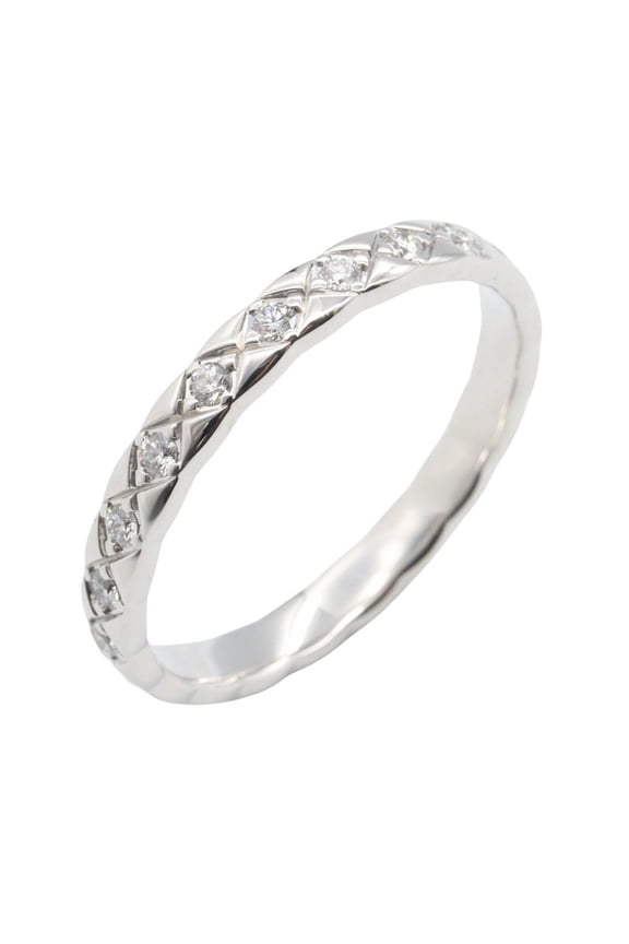 Pre-Owned Chanel Coco Crush Ring, Diamond 18K White Gold (18KWG), Women's, Silver/Clear Tone,...