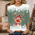 thumbnail image 2 of zaveiop Christmas Shirts for Women 3/4 Length Sleeve Womens Tops Christmas Cute Deer Printed Tshirts Holiday Sweaters Tunic Tops (Z1-Light Green, L), 2 of 4