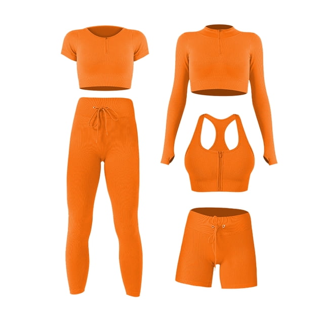 Conjunto de yoga para mujer Traje deportivo sin costuras transpirable Artículos deportivos (L Naranja) Ehuebsd Para Estrenar