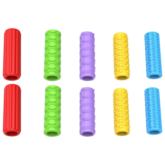 Textured Silicone Pencil Grip,Writing Auxiliary Sleeve,Stress Relief Hand Sleeve,Short Sized Textured Silicone Grip Sleeve Optimizes Holding Posture,Relieves Hand Pressure Effectively,10 Pcs