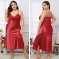 thumbnail image 6 of Women's Plus Size Long Slip Dress Nightgowns Sexy Lingerie Adjustable Strap Maxi Dress Silky Gown V Neck Sleep Dress, 6 of 6