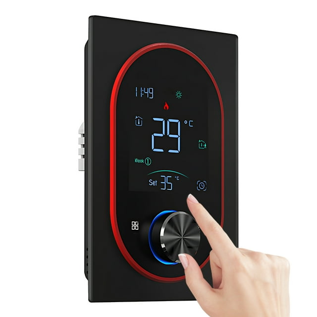 Mistaha Thermostat Chauffant Intelligent avec Écran VA et Grand Bouton - Installation Facile, Haute Précision et Multiples Modes de Programmation - Chauffage à Eau Noire Non Wi-Fi - pour Usage Domestique et Commercial