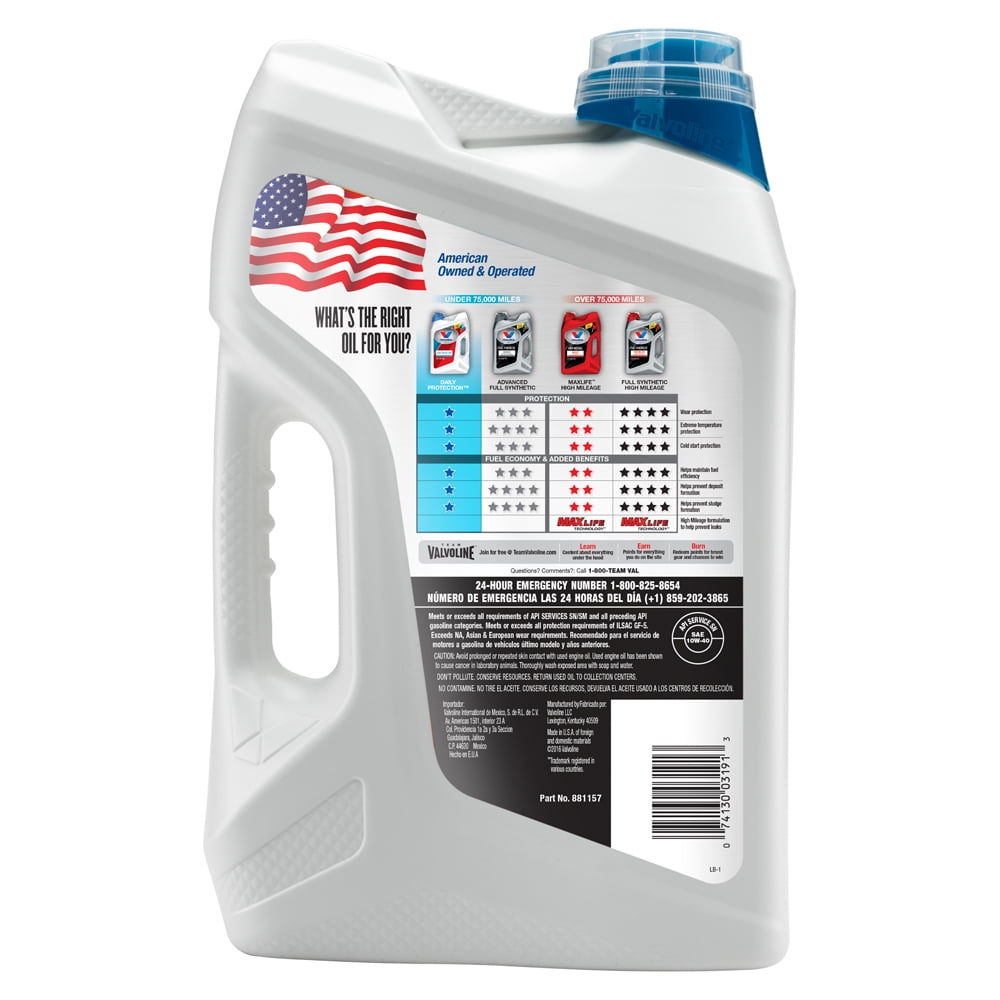 Valvoline Daily Protection SAE 10W-40 Conventional Motor Oil, Easy-Pour 5 Quart - 2