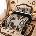 thumbnail image 2 of meiyoeat Vintage Cowhide Full Size Comforter Sets,Geometric Pattern Bedding Comforter Set For Boys,Brown Black,Black Reversible,3pcs,1 Comforter and 2 Pillowcases, 2 of 7