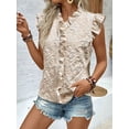 thumbnail image 5 of Women'S Tank Pullover Ruffle Jacquard Short Sleeve Blouse Elegant Casual Summer Top Color L, 5 of 9