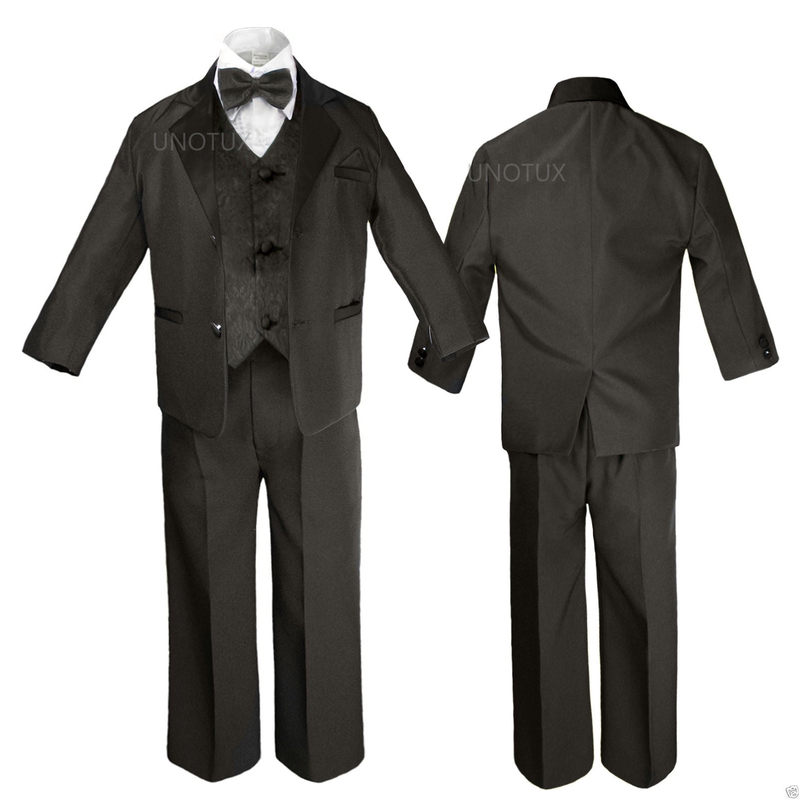 Boys Teal Pin-Stripe Formal Dress Tuxedo w/Vest 5-pc Suit Set size S-XL 2T-20 