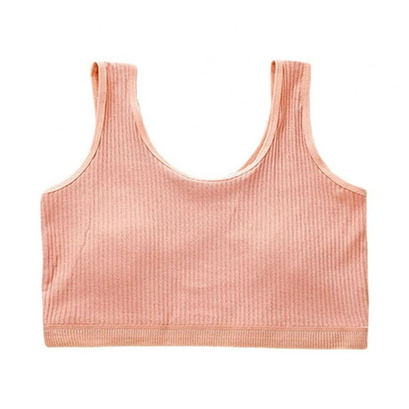 Girls' Cotton Cami Crop Training Bra, Breathable Kids Sport Bralette