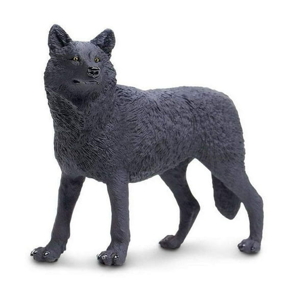 Safari Ltd. Black Wolf Figurine - Realistic 5.3" Figure - Educational Toy for Boys, Girls, & Kids Ages 1 
