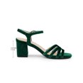 thumbnail image 2 of BLISSFUL STEP Women's Square Toe Velvet Slingback Block Heels Sandals Green 5.5, 2 of 7
