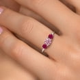 thumbnail image 4 of Gem Stone King 14K White Gold Pink Lab Grown Diamond & Red Created Ruby 3-Stone Engagement Ring | 1.00 Cttw | Round 5MM and 4MM | Three Stone Wedding Anniversary Promise Ring for Women (Size 9), 4 of 6